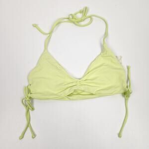 L*Space Gwen Bikini Top in Lemon Yellow/Green Size Small NWT Lace Up Sides